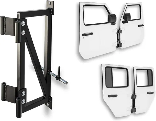 Vista 2 de Surco ADH1002 - Percha de almacenamiento de puerta de montaje en pared de lujo, compatible con puertas delanteras y traseras Jeep Wrangler YJ, TJ