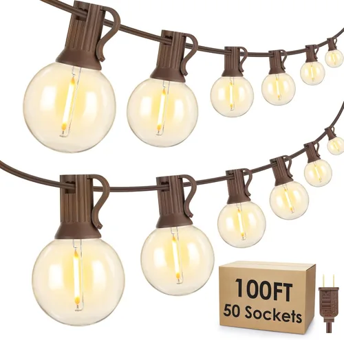 Vista 8 de Mlambert Luces de Cadena LED para Exteriores de 300 Pies (3x100 Pies) Regulables Impermeables G40 Globo Luces de Patio con 150+7 Bombillas Blanco