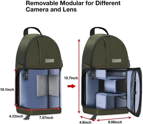 Vista 5 de MOSISO - Mochila para cámara con soporte para tripié e inserciones modulares extraíbles, mochila a prueba de golpes, impermeable