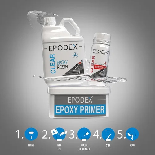 Vista 7 de EPODEX Kit de resina epoxi para encimera y mesa, kit de encimera epoxi para encimeras de cocina, mesas y tapas de bar con acabado transparente - Kit