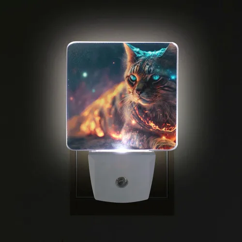 Vista 3 de Paquete de 2 luces de noche decorativas con sensor de atardecer a amanecer, lámpara de noche LED, enchufe de 3 × 4.5 × 1.4 pulgadas