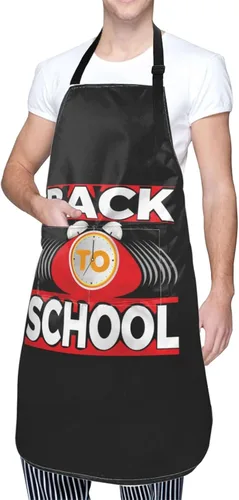 Vista 9 de Back To School Aprons for Men Women with Pockets Apron Adjustable Water and Oil Resistant Aprons for Cooking Kitchen Gardening Chef Apron