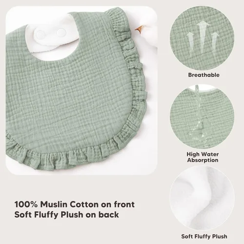 Vista 4 de Bearmoss Paquete de 8 baberos de muselina para bebé niña