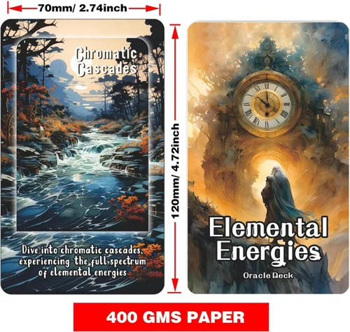 Vista 2 de Cartas de Tarot de Energías Elementales, Cartas de Oráculo y Cartas de Tarot para Principiantes, Mazo de Cartas de Oráculo, Este mazo cubre