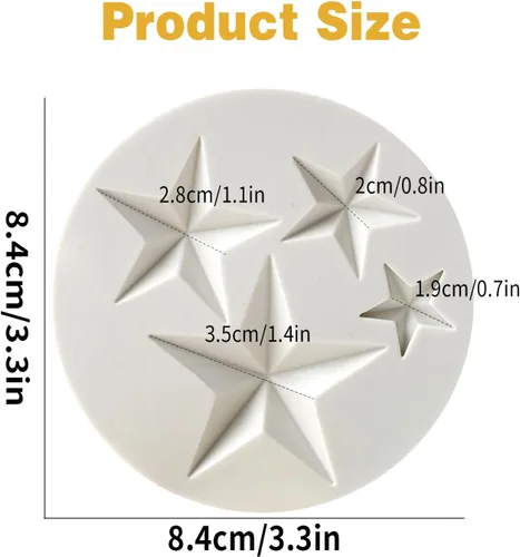Vista 2 de Molde de silicona de estrella para fondant de chocolate para Sugarcraft, molde de caramelo, decoración de cupcakes, arcilla polimérica, proyectos