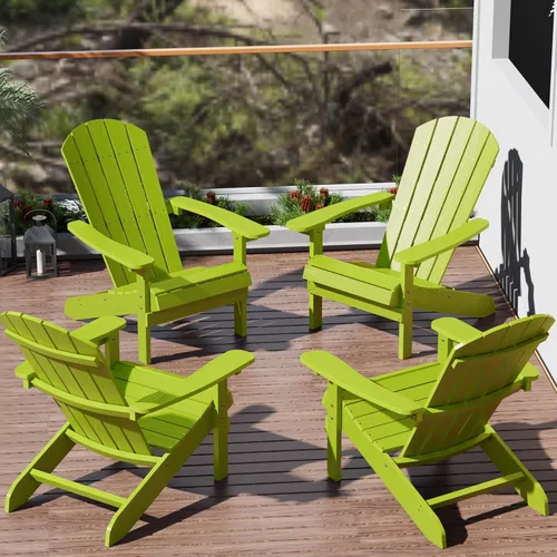 Vista 73 de YEFU Silla Adirondack de plástico resistente a la intemperie, sillas de patio con instalación fácil en 5 pasos, se ve exactamente como madera real