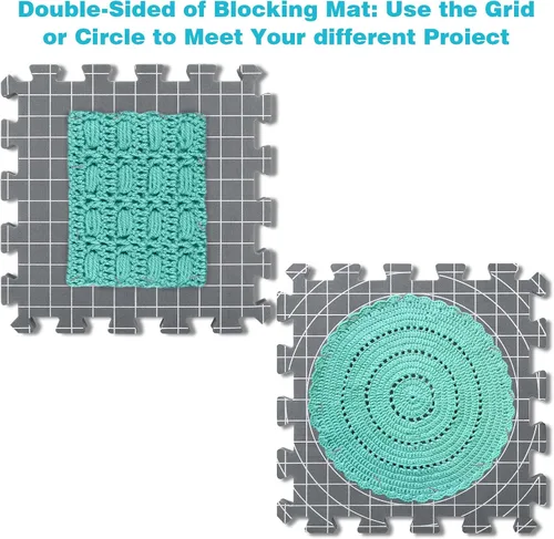 Vista 2 de Yrangee Alfombrillas de bloqueo para proyectos de punto y ganchillo, 2 en 1, alfombrillas de bloqueo de punto extra gruesas de doble cara con tabla