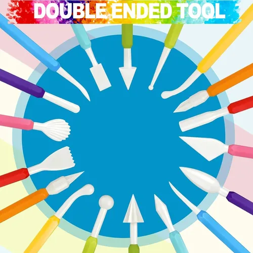 Vista 2 de LINPHCEY Herramientas de arcilla seca al aire para niños a partir de 8 años, kit de herramientas de arcilla de cerámica de plástico para esculpir