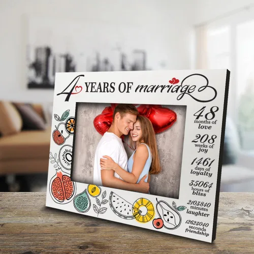 Vista 3 de BELLA BUSTA - 4 años de matrimonio -Recuerdo tradicional con temática de frutas para 4º aniversario de boda para esposa, marido, pareja -Marco