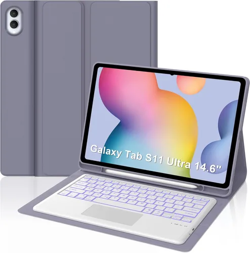 Vista 12 de for Samsung Galaxy Tab S11 Ultra 14.6 inch Keyboard Case, 7 Colors Backlit, Multi-Gesture Smart Touchpad, Detachable Bluetooth Wireless Trackpad