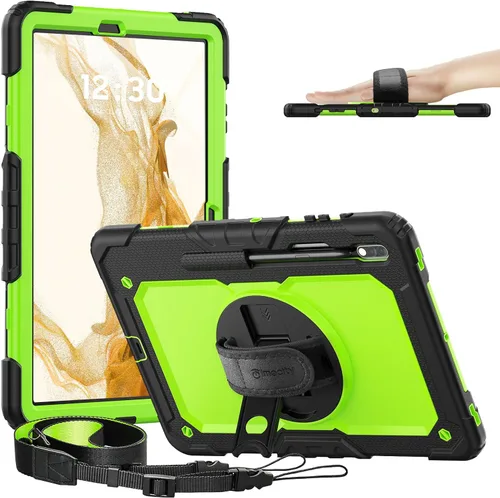 Vista 11 de Timecity Funda para Samsung Galaxy Tab S8 Plus/S7 FE 5G de 12.4 pulgadas con protector de pantalla y soporte giratorio de 360° y correa de hombro