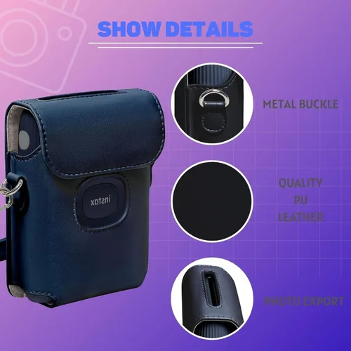 Vista 4 de Rieibi Mini Link 2 - Funda protectora para impresora Fujifilm Instax Mini Link 2, funda de belleza azul con correa para el hombro