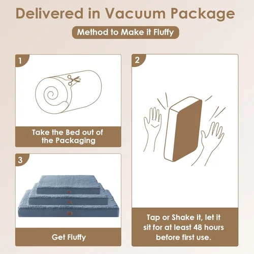 Vista 5 de EHEYCIGA Camas ortopédicas para perros grandes con funda extraíble lavable para jaula, azul spa, 35 x 23 pulgadas