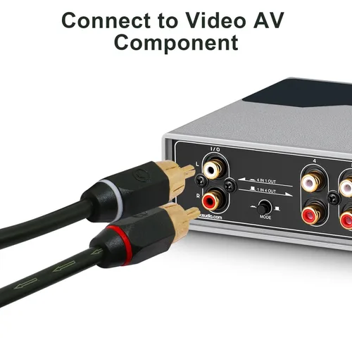 Vista 5 de Divisor RCA de 12 pulgadas, 1 hembra a 2 machos, paquete de 2 unidades, cable RCA Y RCAs de video para automóvil, divisor de cable de audio RCA