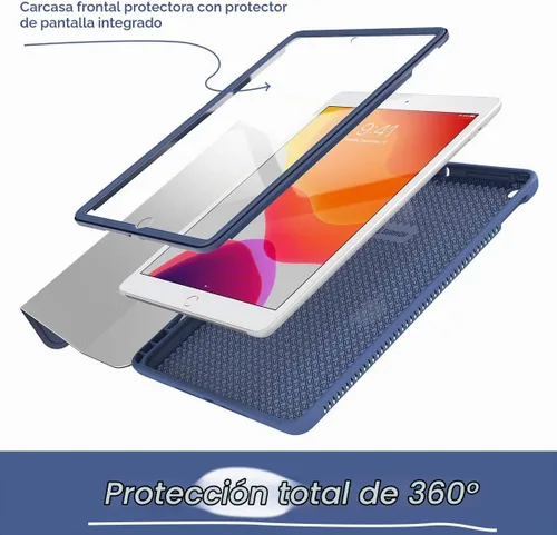 Vista 6 de SURITCH Funda para iPad 10.2 2021/2020/2019 (9ª/8ª/7ª generación), funda protectora inteligente a prueba de golpes con soporte y función Auto Azul