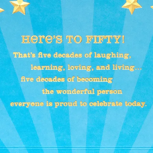 Vista 3 de Hallmark Tarjeta de cumpleaños número 50 (Here's to Fifty)