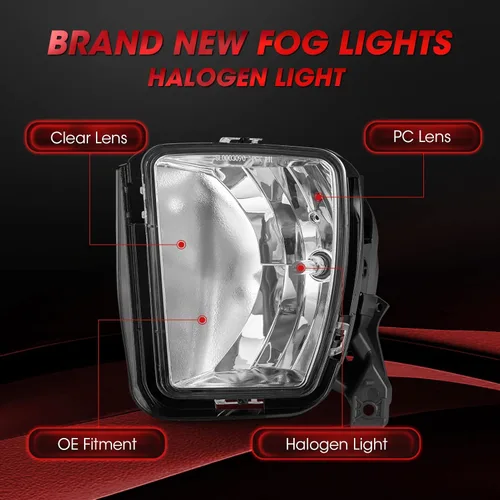 Vista 3 de Conjunto de lámpara de luz antiniebla para 2013 2014 2015 2016 2017 2018 Dodge Ram 1500 con bombillas halógenas 9006 12V 55W incluidas, interruptor