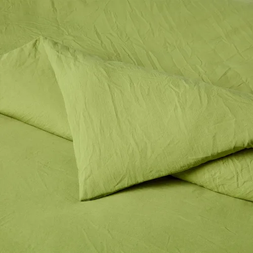 Vista 3 de Yaxa Basics - Juego de edredón de microfibra cepillada, extra suave con textura natural, 3 piezas, tamaño Queen/Full, verde