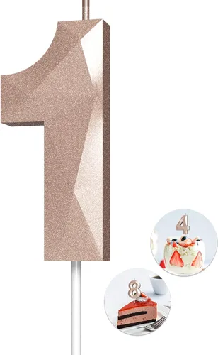 Vista 20 de Velas de cumpleaños con números (0 velas negras), forma de diamante 3D, decoración de pastel de feliz cumpleaños para niños y hombres, cumpleaños