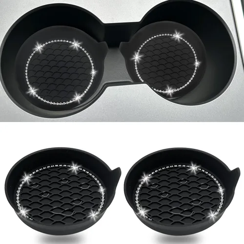 Vista 8 de NBTEPEM 2 posavasos de auto con diamantes de imitación, 2.75 pulgadas, antideslizantes, a prueba de golpes, universal, a la moda, para auto