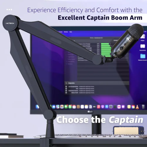 Vista 5 de IXTECH Brazo de micrófono con brazo para micrófono Blue Yeti Shure Sm7b Hyperx QuadCast Rode At2020 y soporte de micrófono Fifine