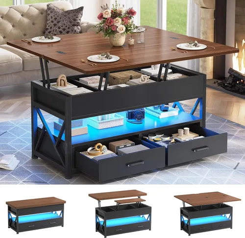 Vista 8 de Itaar Mesa de Centro con Tapa Elevable de 40", Mesas de Centro 4 en 1 con Almacenamiento para Sala de Estar, Mesa de Centro Pequeña Estilo Granja