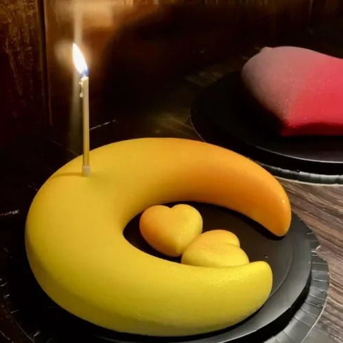 Vista 5 de EchoDone Molde de silicona con forma de luna creciente para tartas, sonata a la luz de la luna, mousse para pasteles, pan, pizza, horno, utensilios