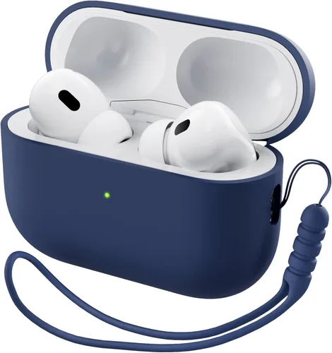 Vista 23 de ORNARTO Funda compatible con AirPods Pro 2 2022, silicona híbrida protectora completa para AirPods Pro de 2ª generación, cubierta frontal LED Verde