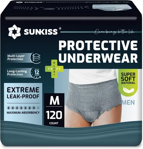 Vista 18 de SUNKISS Ropa interior para incontinencia para hombres, tiras desechables para el día, bragas protectoras para hombres con máxima absorción, mediana