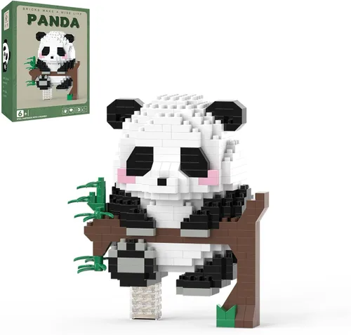Vista 12 de Mini bloques de construcción de Halloween, panda sentado con calabaza, micro bloques de juguete para niños de 6, 7, 8, 9+, juegos de construcción