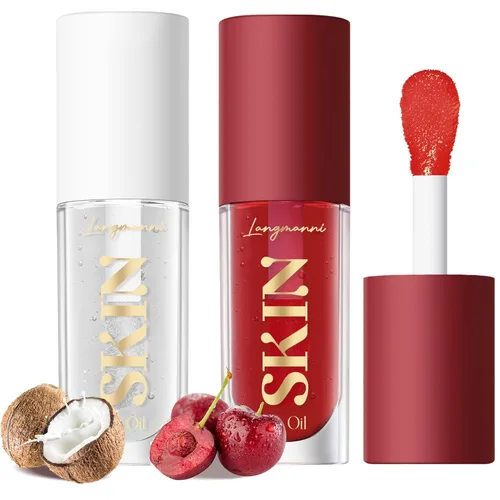 Vista 16 de LANGMANNI Aceite de labios, bálsamo labial brillo no pegajoso, cuidado labial, aceite labial con sabor a fruta para labios secos hidratantes