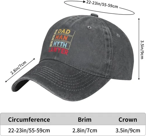 Vista 5 de Dad Man Myth Lawyer Baseball Cap for Men Women Hats Adjustable Vintage Washed Cotton Dad Hat