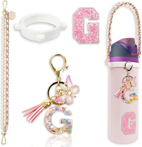 Vista 77 de Letter Handle Strap Accessories with Cute Initial Charm Compatible with Owala Water Bottle 24oz 32oz 40oz Owala Kids