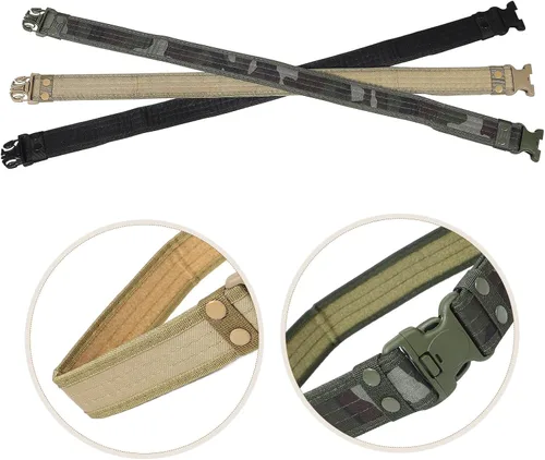 Vista 9 de Ciieeo Outdoor Tactical Waist Belt 3pcs Adjustable Durable Fabric Belts for Men Hiking Camping with Quick-release Buckle Black Khaki Camouflage