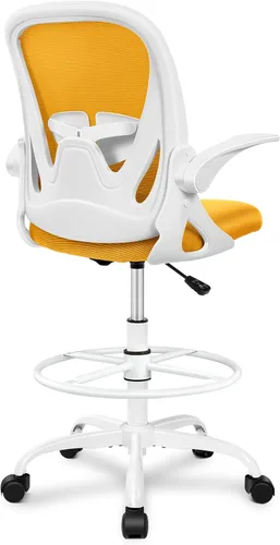 Vista 23 de Primy Silla de Dibujo Silla Alta de Oficina con Reposabrazos Abatibles Silla Ejecutiva Ergonómica de Computadora para Escritorio de Pie con Soporte