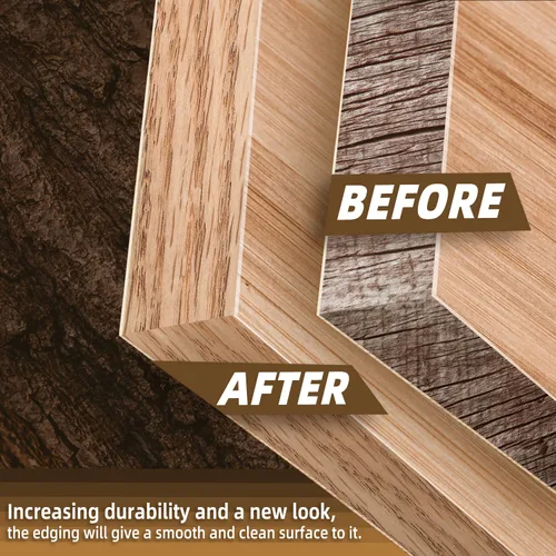 Vista 4 de GSCIT Club 12 piezas de chapa de madera de roble rojo, bandas de borde de madera de 12 pulgadas x 12 pulgadas, pre-pegadas, flexibles, bandas