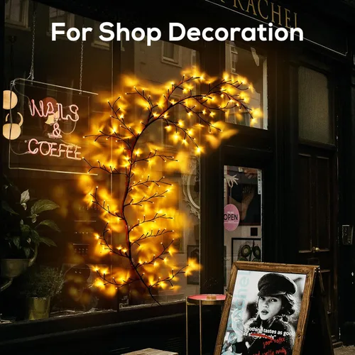 Vista 6 de YCoisini Luces de vid de sauce encantado para decoración del hogar con 160 LED, luz de decoración de pared de 8.2 pies con 8 modos de control remoto