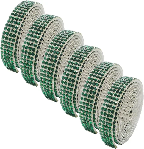 Vista 15 de 6 rollos de cinta autoadhesiva con diamantes de imitación de diamantes de imitación, rollo de cinta adhesiva con tiras de diamantes de imitación
