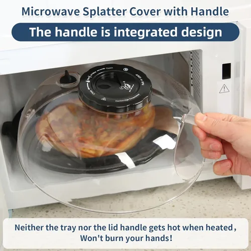 Vista 7 de Tapa Protectora contra Salpicaduras para Microondas de 10.2 Pulgadas con Vaporizador de Agua, Protector Transparente contra Salpicaduras