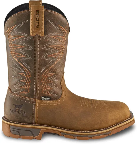 Vista 5 de Irish Setter, Marshall, para hombre, 11", impermeable, puntera de seguridad de acero, bota de trabajo tipo pull-on