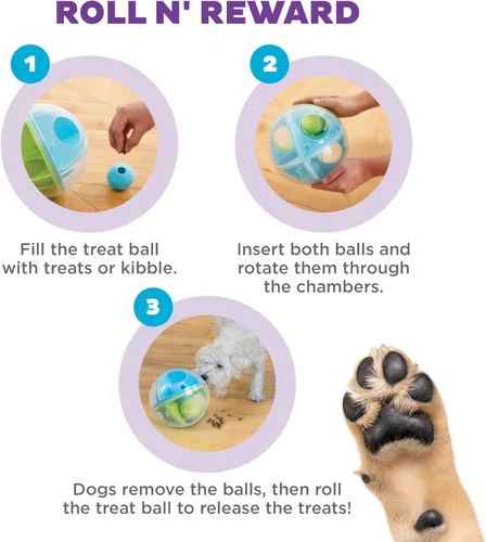 Vista 4 de Nina Ottosson by Outward Hound A-Maze Ball - Bola de rompecabezas y laberinto de premios para perros