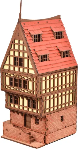 Vista 14 de Casa en Fila Ámbar, kit de construcción de madera DIY para adultos, adecuado para jugar - Realista