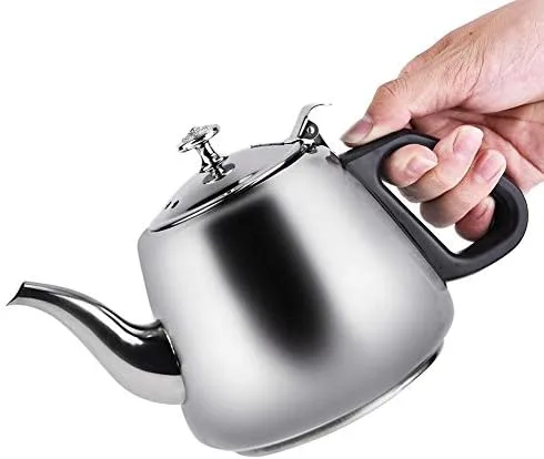 Vista 2 de Tetera de acero inoxidable, tetera para té y café, hervidor de agua caliente, hervidor de té con filtro infusor extraíble (2L)