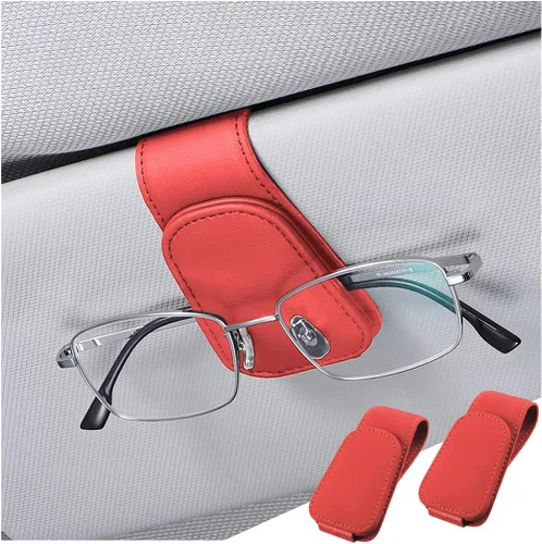 Vista 7 de zipelo Soporte para gafas de sol para visera solar de automóvil, 2 piezas de gancho magnético de cuero para gafas, clip de montaje para gafas de sol