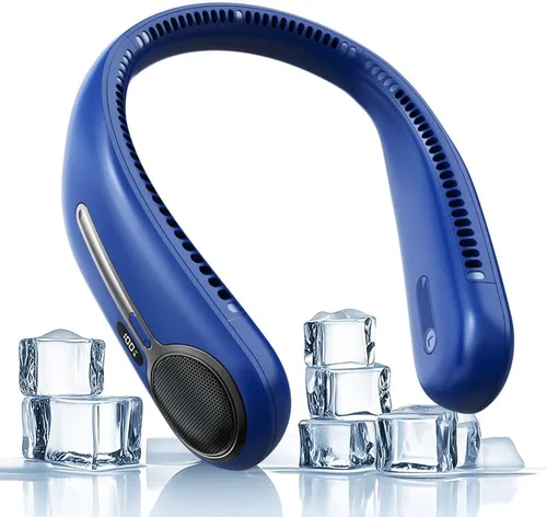 Vista 18 de Ventilador de cuello portátil, manos libres, ventilador personal sin aspas, recargable por USB de 6000 mAh, refrigeración de 360°, pantalla LED, 4