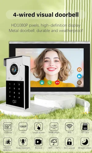 Vista 2 de ANJIELO SMART Sistema de video portero con cable,Sistema de teléfono de puerta de timbre de video de 7 pulgadas,Video Door Phone Record Video