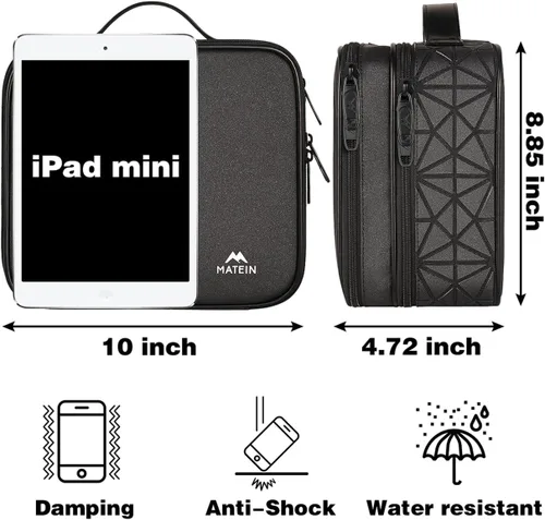 Vista 4 de Bolsa organizadora de cables, almacenamiento electrónico de viaje impermeable con ajustable, a prueba de golpes, portátil, de doble capa, bolsa