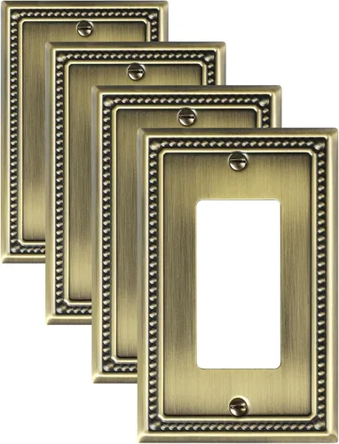 Vista 19 de Paquete de 2 Placas de Cubierta Combinadas para Interruptor de Palanca/Dúplex, Placa de Cubierta de Enchufe de Pared de Metal de Latón Antiguo