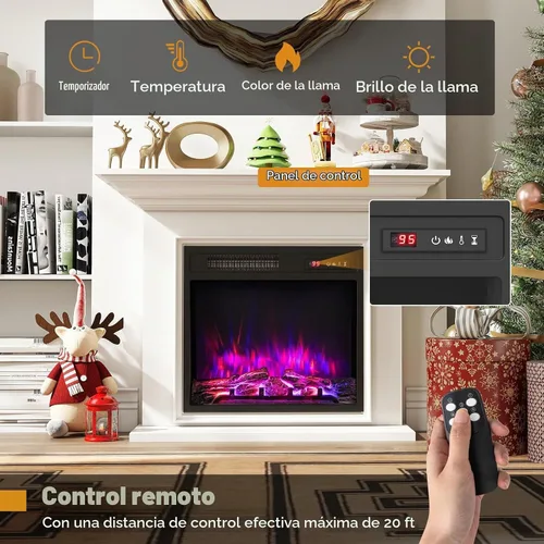 Vista 6 de Tangkula Inserto de chimenea eléctrica de 18 pulgadas, con control remoto, colores de llama ajustables y brillo, protección contra
