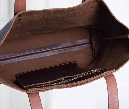 Vista 2 de Deluxe Leather Tote Bag for Women, Leather Handbag, Leather Purse, Monogram Tote, Made in the USA
